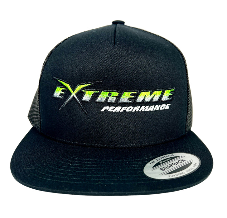 Extreme Performance Black With Green Logo Snap Back Hat