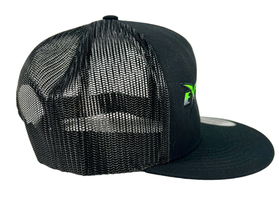 Extreme Performance Black With Green Logo Snap Back Hat