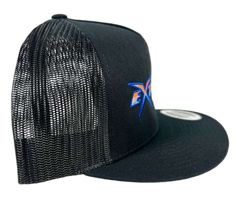 Extreme Performance Black With Orange & Blue Logo Snap Back Hat