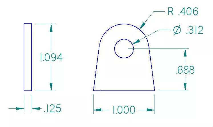 FLAT TAB 5/16" HOLE, 11/16" HEIGHT, 1/8" THICK