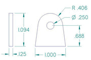 FLAT TAB 1/4" HOLE, 11/16" HEIGHT, 1/8" THICK
