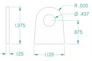 FLAT TAB 7/16" Hole, 7/8" Height, 1/8" Thick