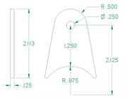RADIUS FLAT TAB 1/4" HOLE, 1 1/4" HEIGHT, 1 3/4" TUBE