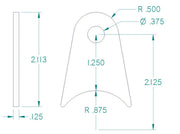 RADIUS FLAT TAB 3/8" HOLE, 1 1/4" HEIGHT, 1 3/4" TUBE