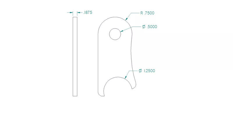 WELD ON SUSPENSION UPPER SHOCK MOUNTING TAB FOR 1 1/4" TUBE, 1/2" HOLE